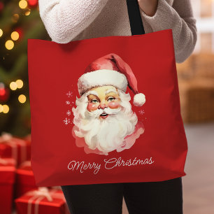Bolsa Tote Natal Antigo Papai Noel Vermelho Feliz Natal
