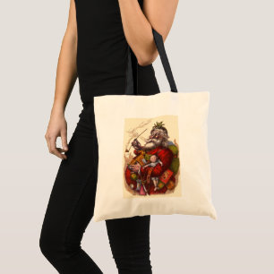 Bolsa Tote Natal Antigo, Papai Noel Vitoriano Com Brinquedos
