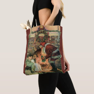 Bolsa Tote Natal Antigo, Papai Noel Vitoriano Crianças