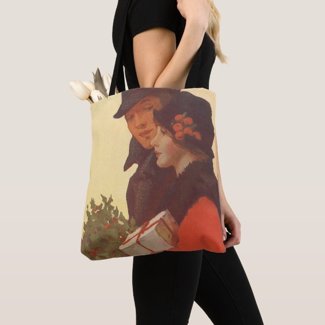 Bolsa Tote Natal Antigo, Presentes de Amor e Romance (Close Up)