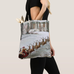 Bolsa Tote Natal Antigo, São Nicolau com Rena