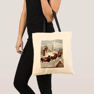 Bolsa Tote Natal Antigo, São Nicolau no Telhado