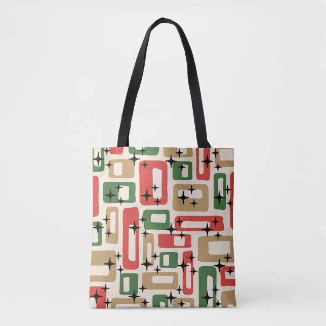 Bolsa Tote Natal Atômico Moderno de Meados do Século (Frente)