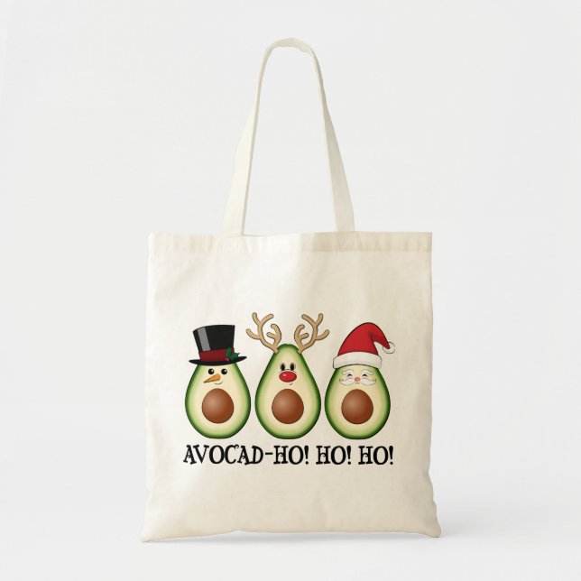 Bolsa Tote Natal Avocado Frosty, Rudolph e Papais noeis (Frente)