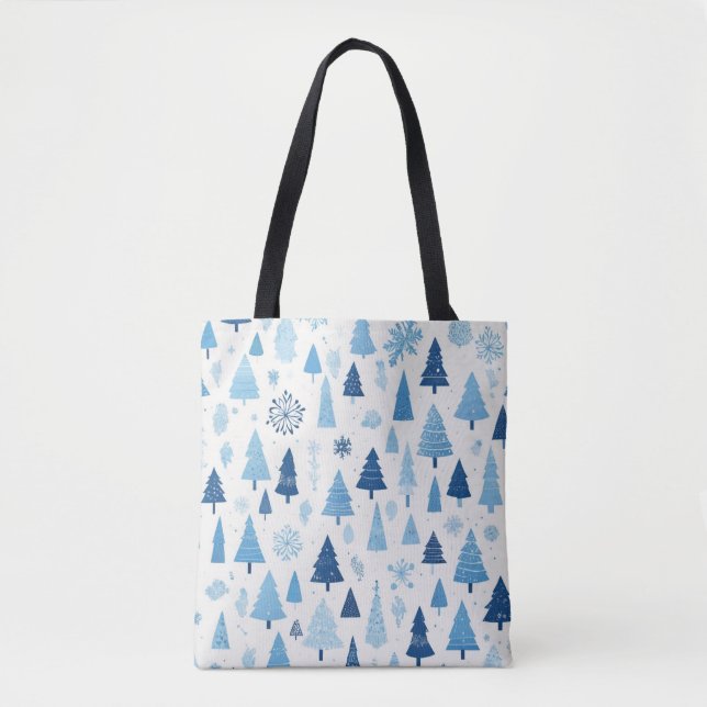 Bolsa Tote Natal azul e branco (Frente)