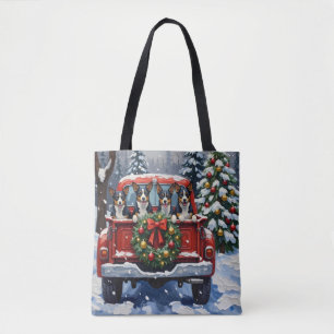 Bolsa Tote Natal Caminhonete Vermelha Blue Heeler Férias