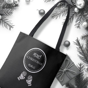 Bolsa Tote Natal Chic Preto e Branco Personalizado