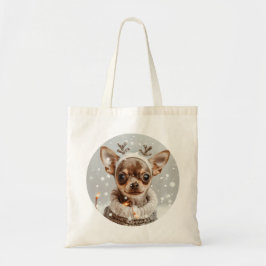 Bolsa Tote Natal Chihuahua Reindeer Dog