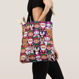 Bolsa Tote Natal colorido para Ursinhos com muitas profissões