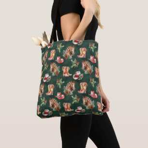 Bolsa Tote Natal Country Rústico Western Farmhouse Cavalos