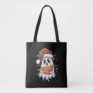 Bolsa Tote Natal Cute Fantasma Papai Noel Festa Xmas Feriado