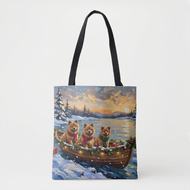 Bolsa Tote Natal de barco de Chow Chow (Frente)