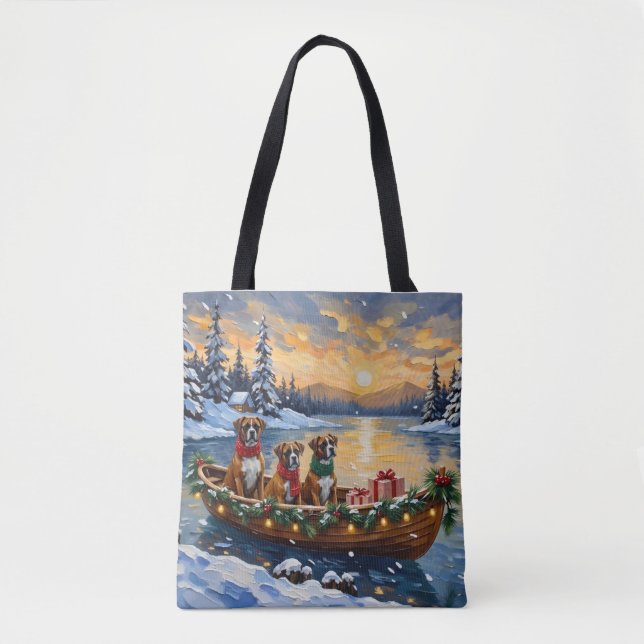 Bolsa Tote Natal de barco de Natal do Boxer (Frente)