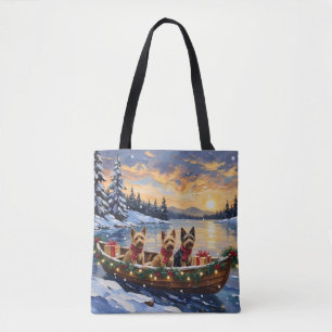 Bolsa Tote Natal de barco de Natal do Terrier Australiano