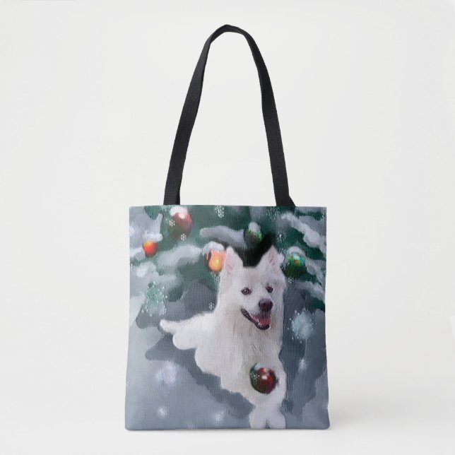 Bolsa Tote Natal de Cão Eskimo Americano (Frente)