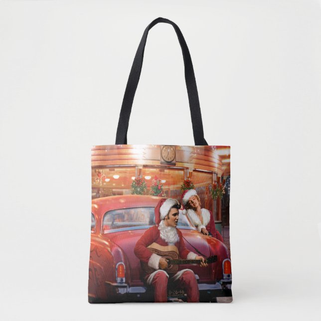 Bolsa Tote Natal de Elvis e de Marilyn (Frente)