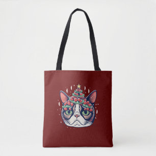 Bolsa Tote Natal de Gatos Natal Feio de Natal Correspondência