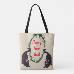 Bolsa Tote Natal de Gatos Negros