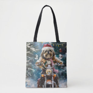 Bolsa Tote Natal de Motocicleta de Lhasa Apso