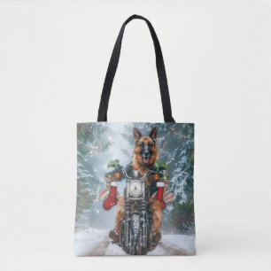 Bolsa Tote Natal de Motocicleta german shepherd