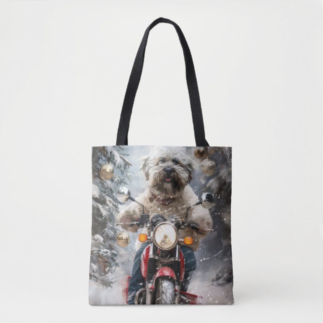 Bolsa Tote Natal De Motocicleta No Havanês (Frente)
