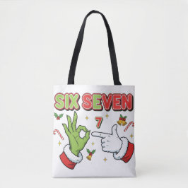 Bolsa Tote Natal Divertido Seis Sete Monstro Verde Feriado