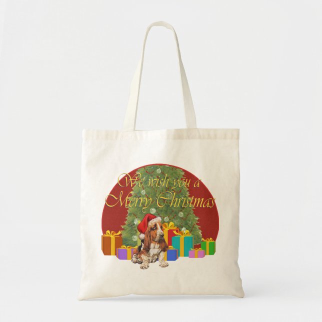 Bolsa Tote Natal do Basset Hound (Frente)