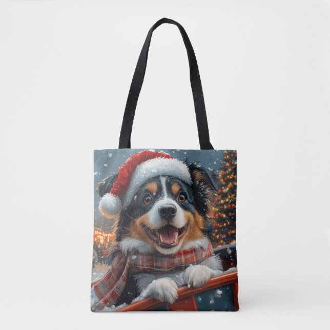 Bolsa Tote Natal do Cachorro-Pastor Australiano (Frente)
