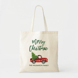 Bolsa Tote Natal do Caminhão Vermelho do Escovo Verde