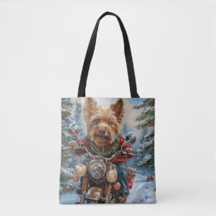 Bolsa Tote Natal do Motociclismo Terrier australiano