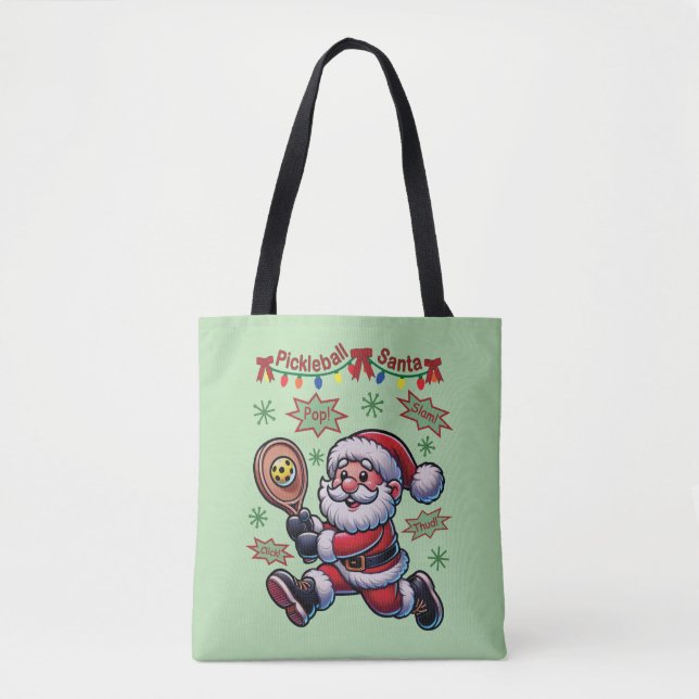 Bolsa Tote Natal do Pickleball Papai Noel (Frente)