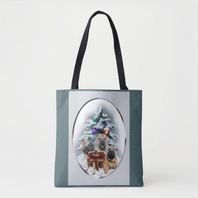 Bolsa Tote Natal do Shar-Pei chinês (Frente)