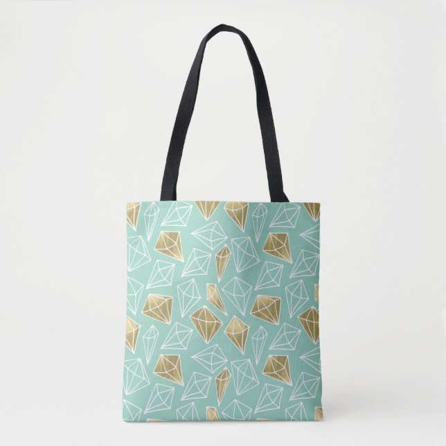 Bolsa Tote Natal dos Diamantes Dourados do Chic Mint (Frente)