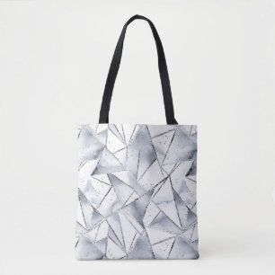 Bolsa Tote Natal dos Triângulos Brancos Chic Silver