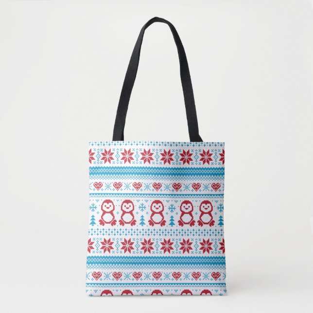 Bolsa Tote Natal e teste padrão feito malha inverno (Frente)
