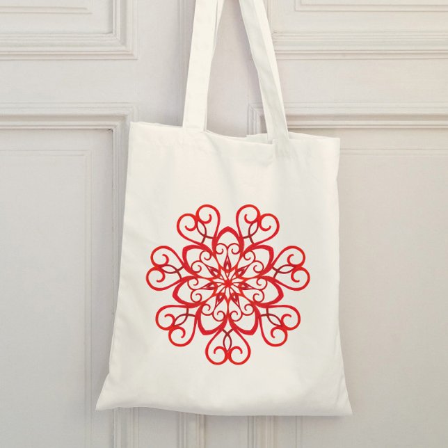 Bolsa Tote Natal elegante, estético vermelho-branco (Criador carregado)