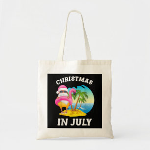 Bolsa Tote Natal Em Julho Papais noeis Flamingo Piscina Verã