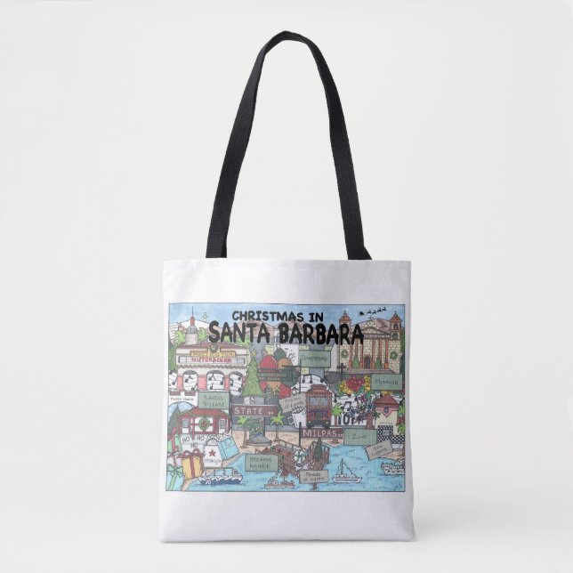 Bolsa Tote Natal em Papais noeis Barbara (Frente)