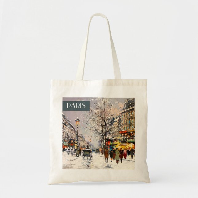 Bolsa Tote Natal em Paris. Presente de Natal (Frente)