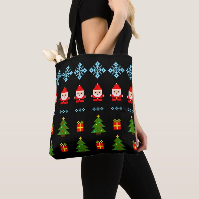 Bolsa Tote Natal em Pixel Art (Close Up)