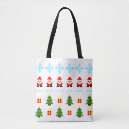 Bolsa Tote Natal em Pixel Art