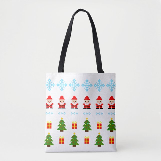 Bolsa Tote Natal em Pixel Art (Frente)