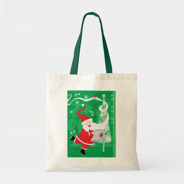 Bolsa Tote Natal fofo, Papai Noel cantando e dançando (Frente)