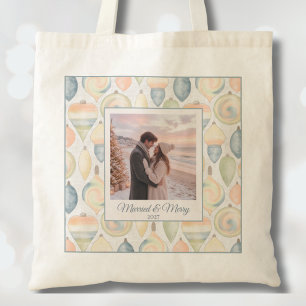 Bolsa Tote Natal Foto Personalizada Pastel Minimalista
