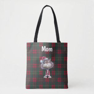 Bolsa Tote Natal gato santa fofo personalizado