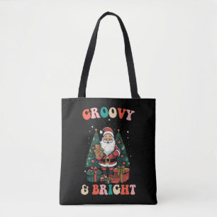 Bolsa Tote Natal Groovy E Brilhante Festa Santa Retrô