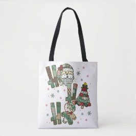 Bolsa Tote Natal Ho Ho Ho Remendo Festivo
