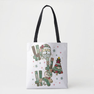 Bolsa Tote Natal Ho Ho Ho Remendo Festivo