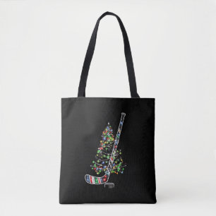 Bolsa Tote Natal Hockey Sports Ball Santa Hat Xmas