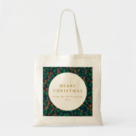 Bolsa Tote Natal Holly Botanical Greenerescer Personalizado D